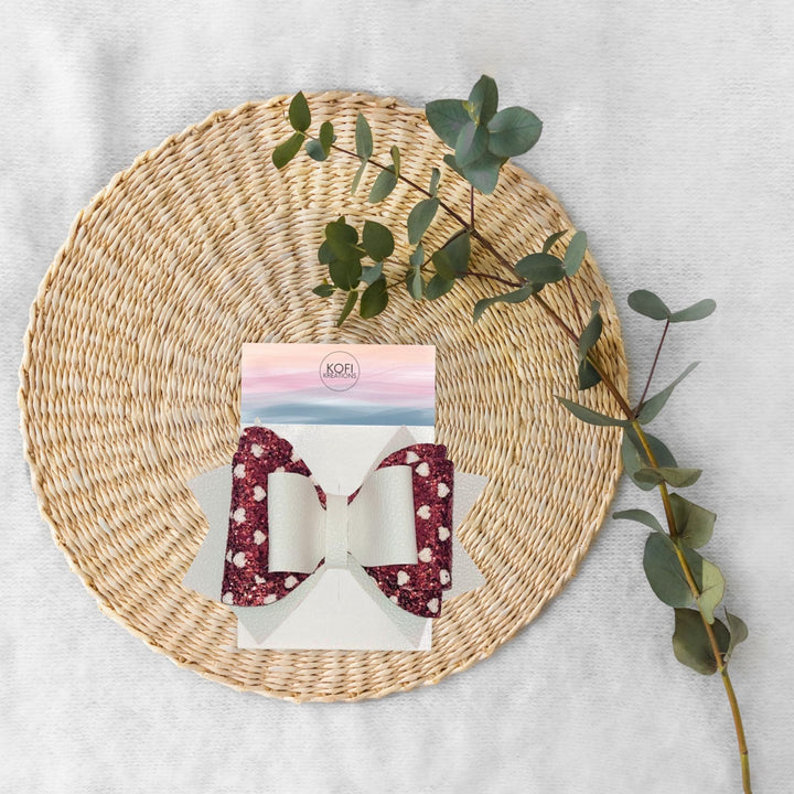 Abstract Art | Red & Pink Hearts Glitter Hair Bow