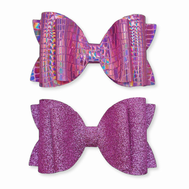 Josie | Purple Love Faux Leather Hair Bow Set