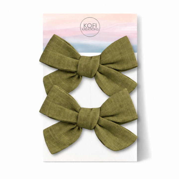 Olive | Pigtail Hair Bows