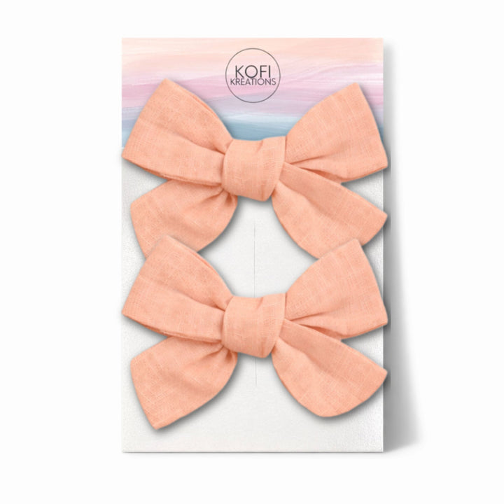 Peach | Pigtail Hair Bows