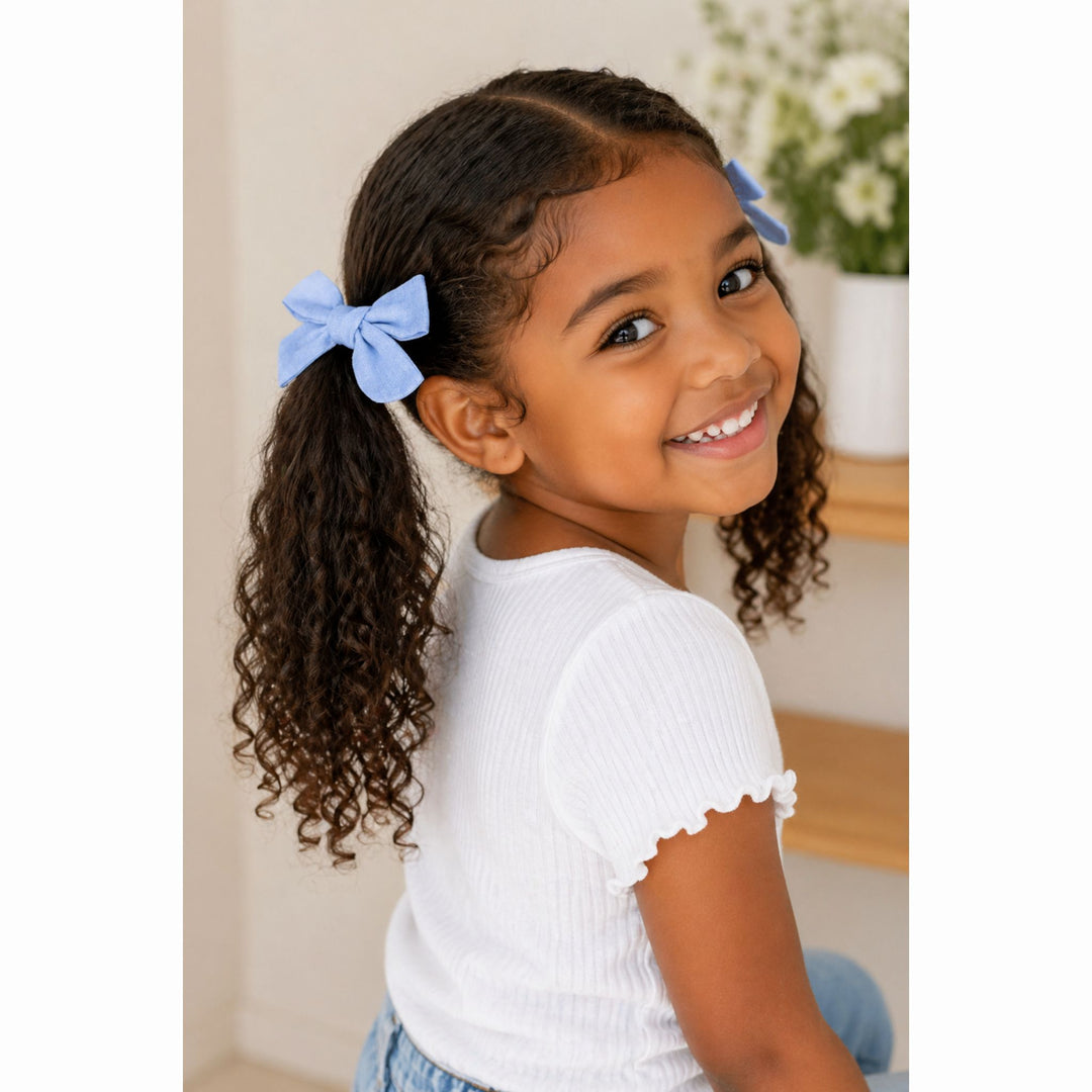 Light Blue | Pigtail Hair Bows