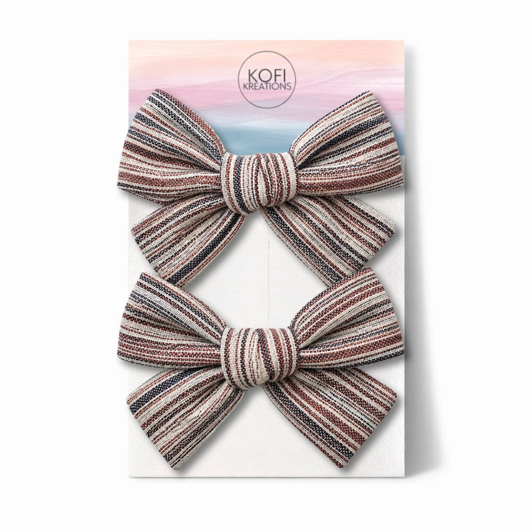 Maroon Stripe | Pigtail Hair Bows