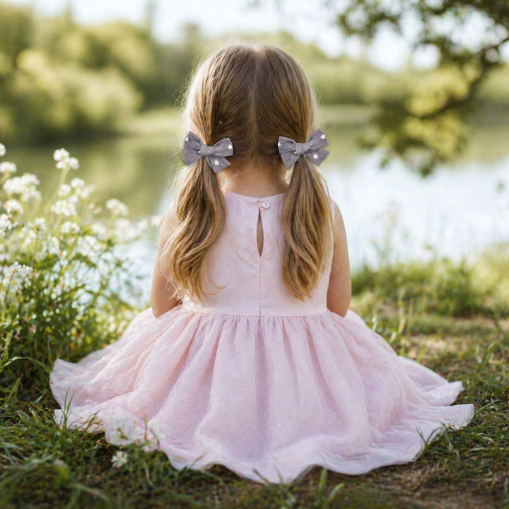 Gray Stars | Pigtail Hair Bows