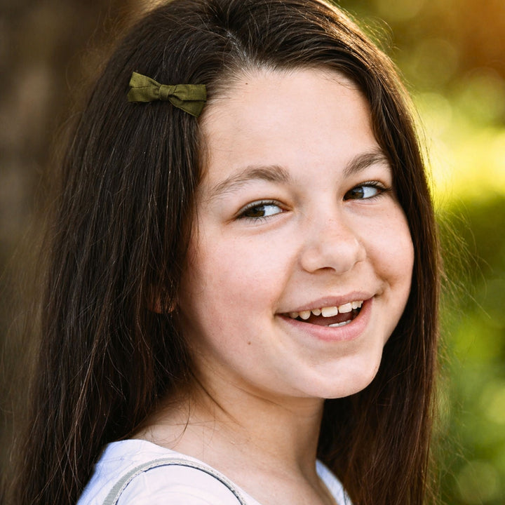 Olive Green | Pigtail Hair Bows