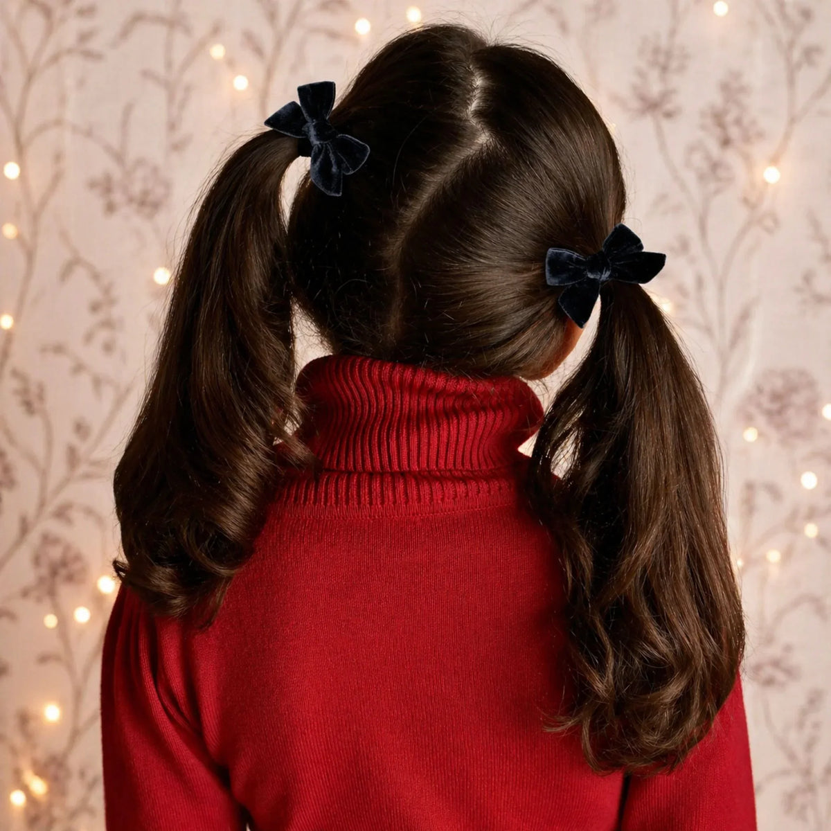 Black Plush Velvet | Pigtail Hair Bows