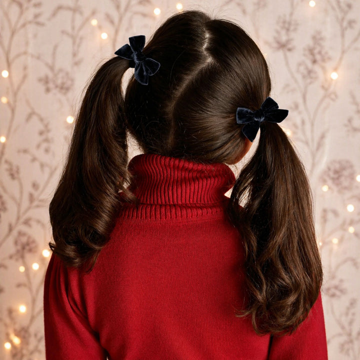 Black Velvet | Pigtail Hair Bows