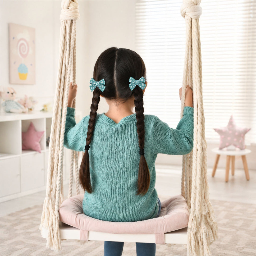 Teal Flower | Pigtail Hair Bows