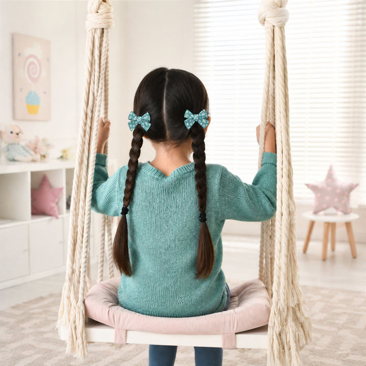 Teal Flower | Pigtail Hair Bows