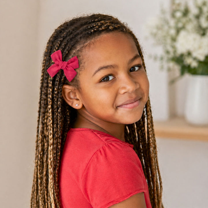 Red | Pigtail Hair Bows
