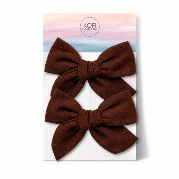 Chocolate Brown | Pigtail Hair Bows