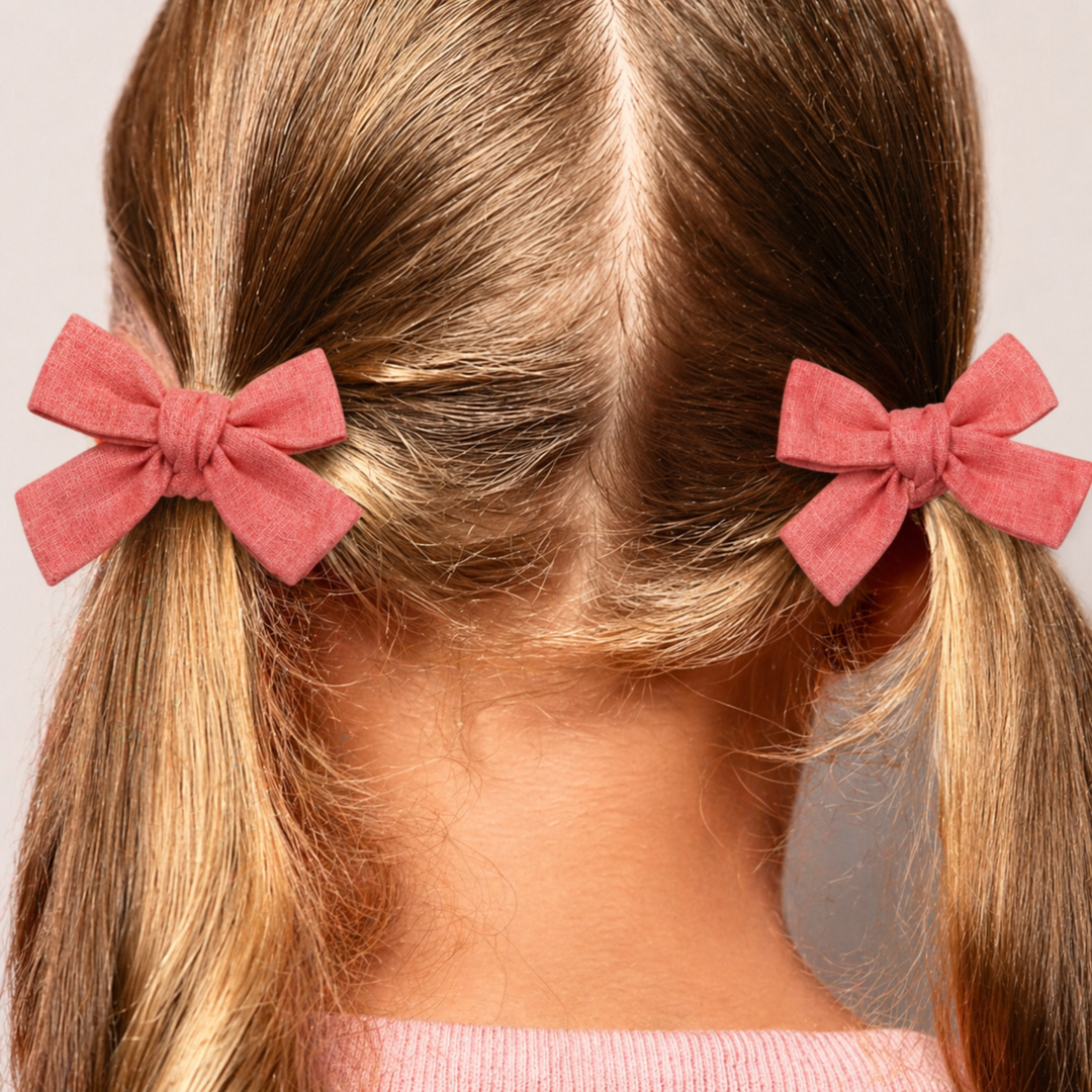 Coral | Pigtail Hair Bows