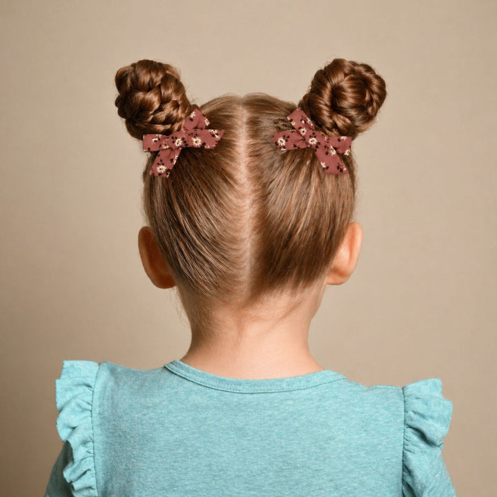 Rose Flower | Pigtail Hair Bows