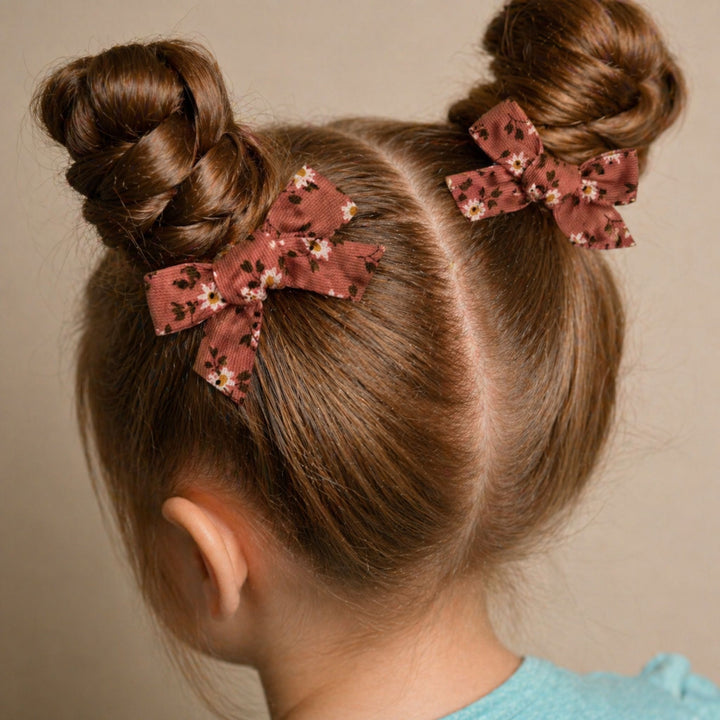 Rose Flower | Pigtail Hair Bows