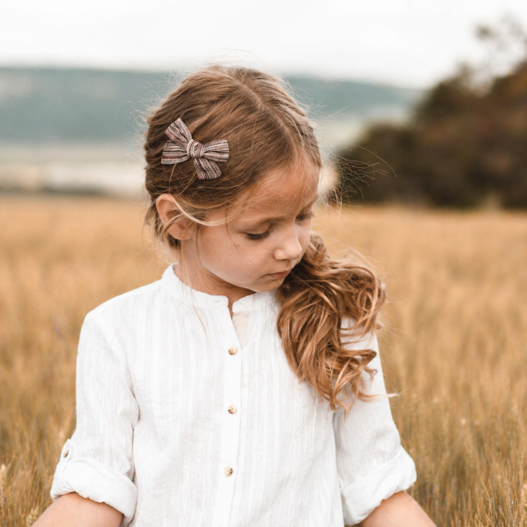Maroon Stripe | Pigtail Hair Bows