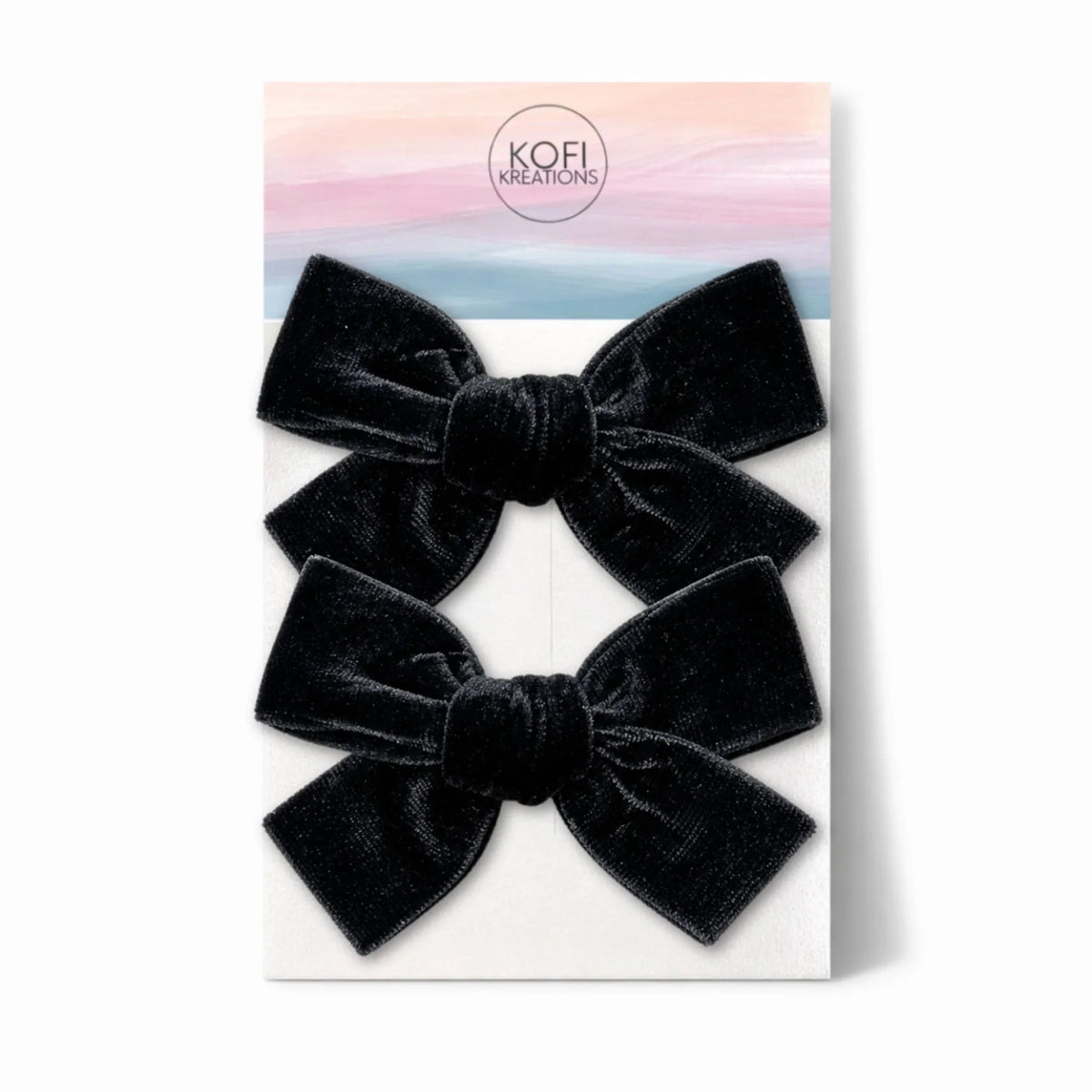 Black Plush Velvet | Pigtail Hair Bows