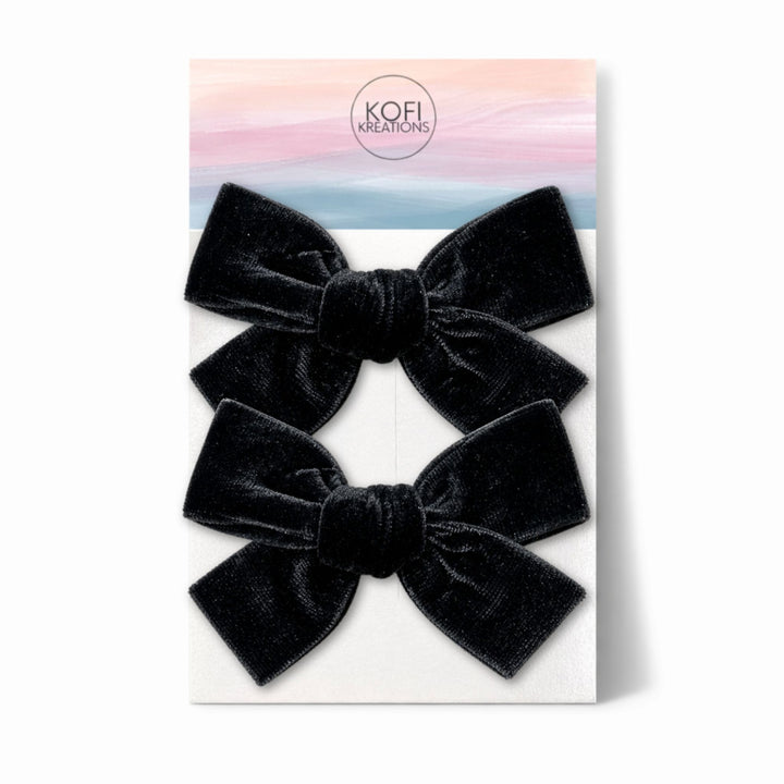 Black Velvet | Pigtail Hair Bows