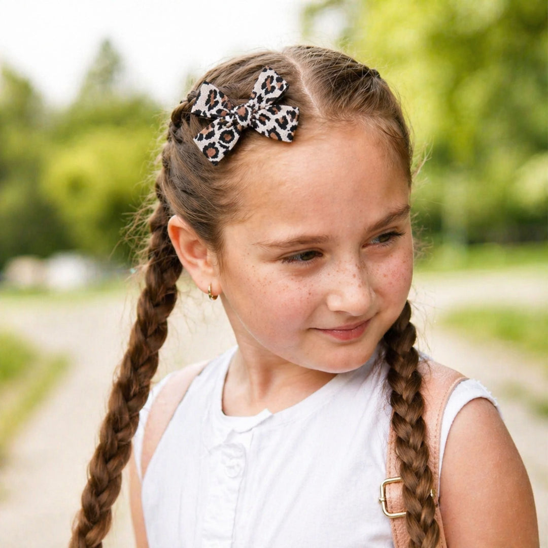 Cheetah | Pigtail Hair Bows