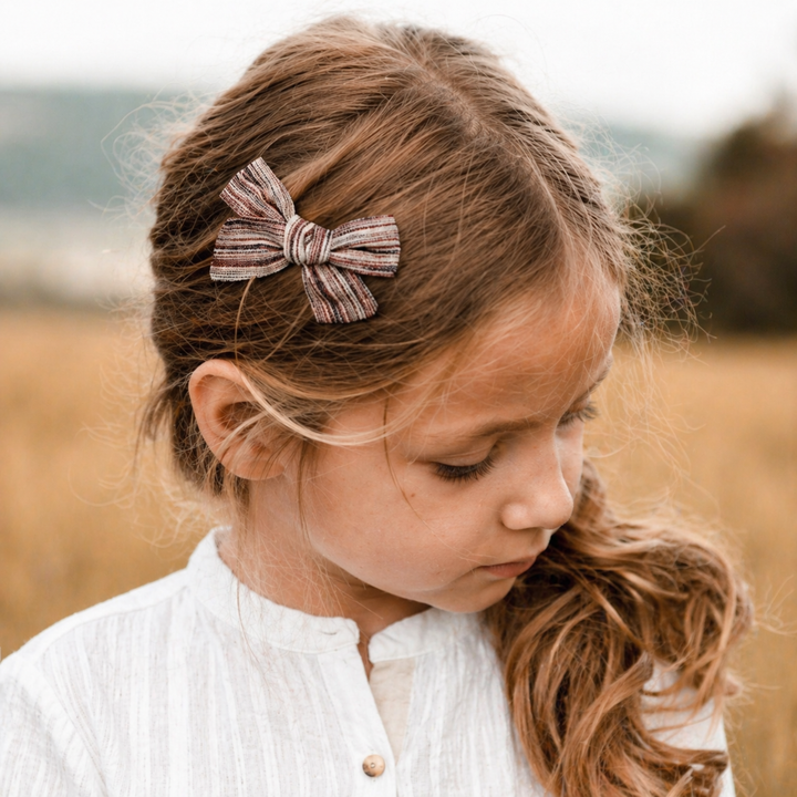 Maroon Stripe | Pigtail Hair Bows