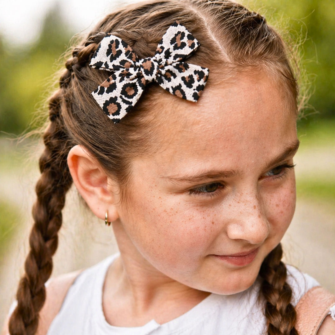 Cheetah | Pigtail Hair Bows