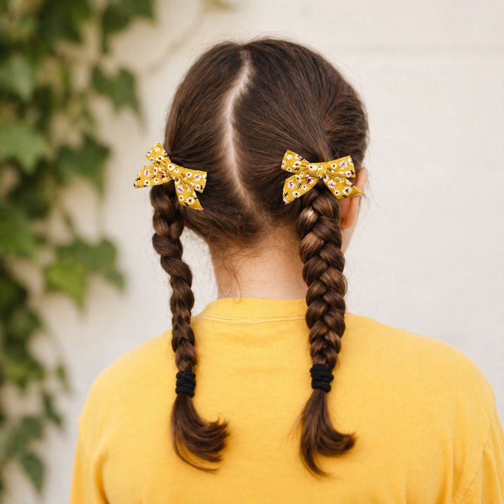 Gold Flower | Pigtail Hair Bows