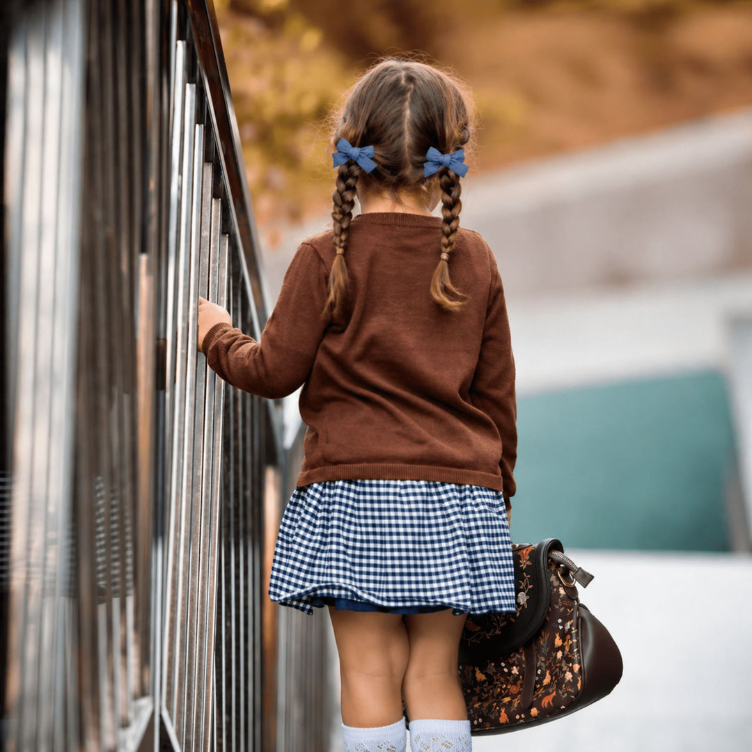 Blue Corduroy | Pigtail Hair Bows