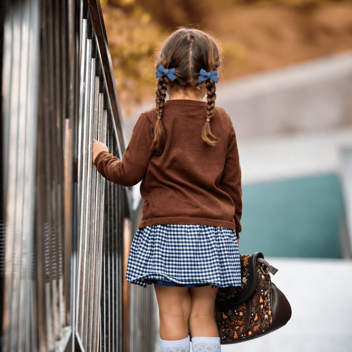 Blue Corduroy | Pigtail Hair Bows
