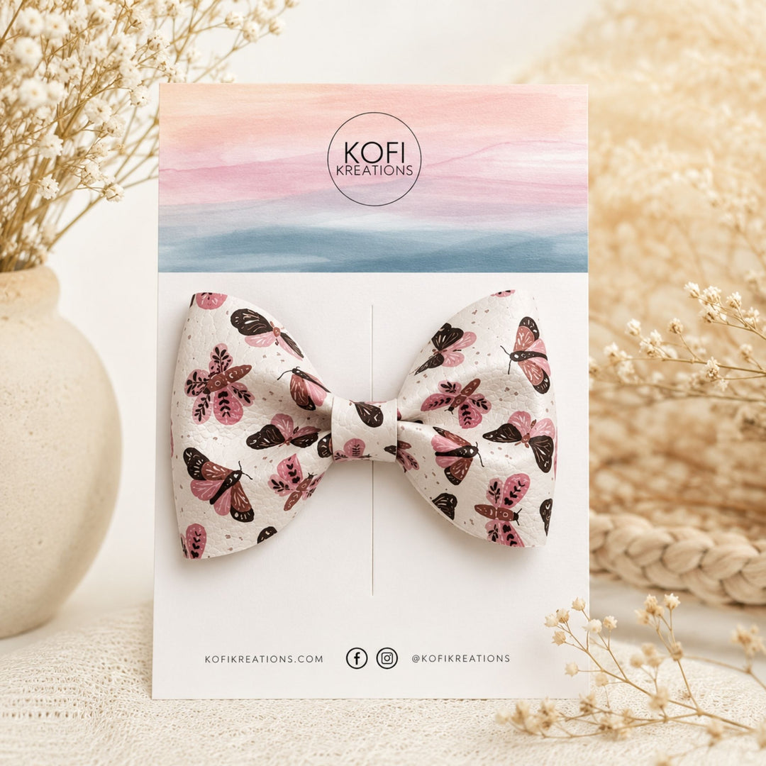 Pinch Blush Butterfly | Faux Leather Hair Bow