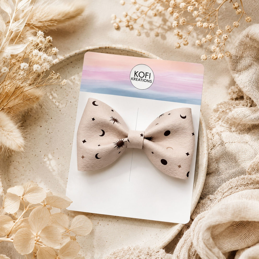 Pinch Galaxy Moon | Faux Leather Hair Bow