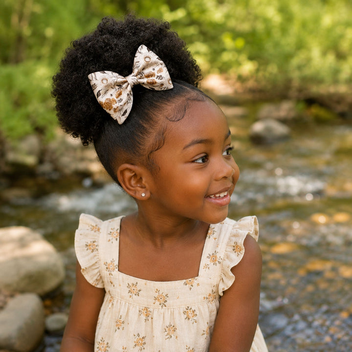 Pinch Golden Flower | Faux Leather Hair Bow