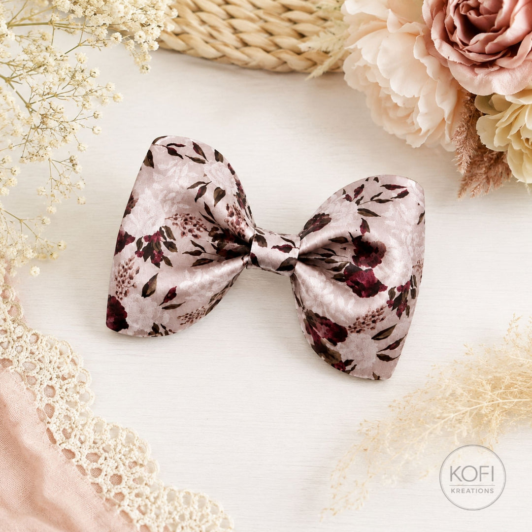 Pinch Rose Flower | Faux Leather Hair Bow