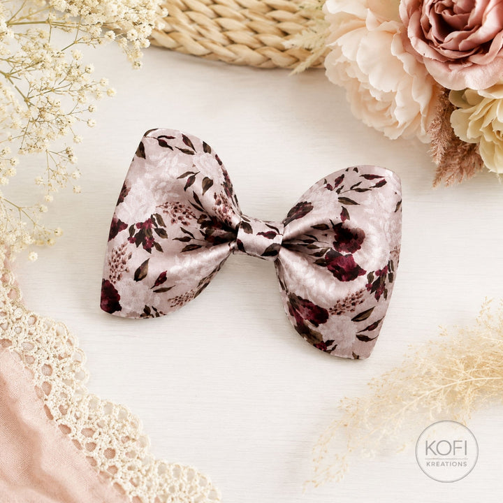 Pinch Rose Flower | Faux Leather Hair Bow