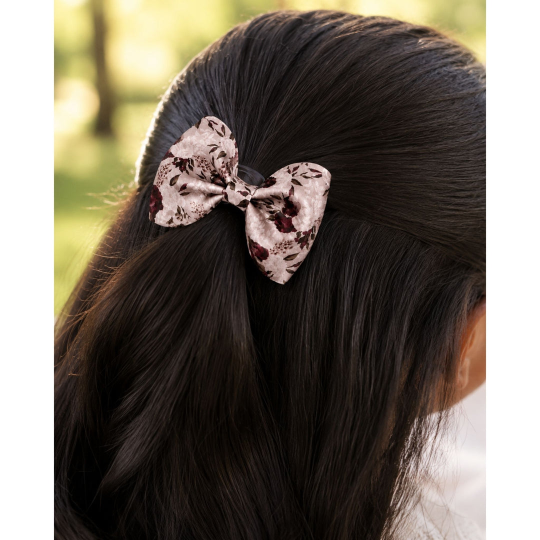Pinch Rose Flower | Faux Leather Hair Bow