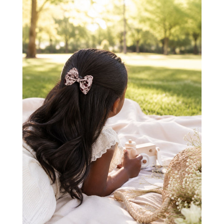 Pinch Rose Flower | Faux Leather Hair Bow
