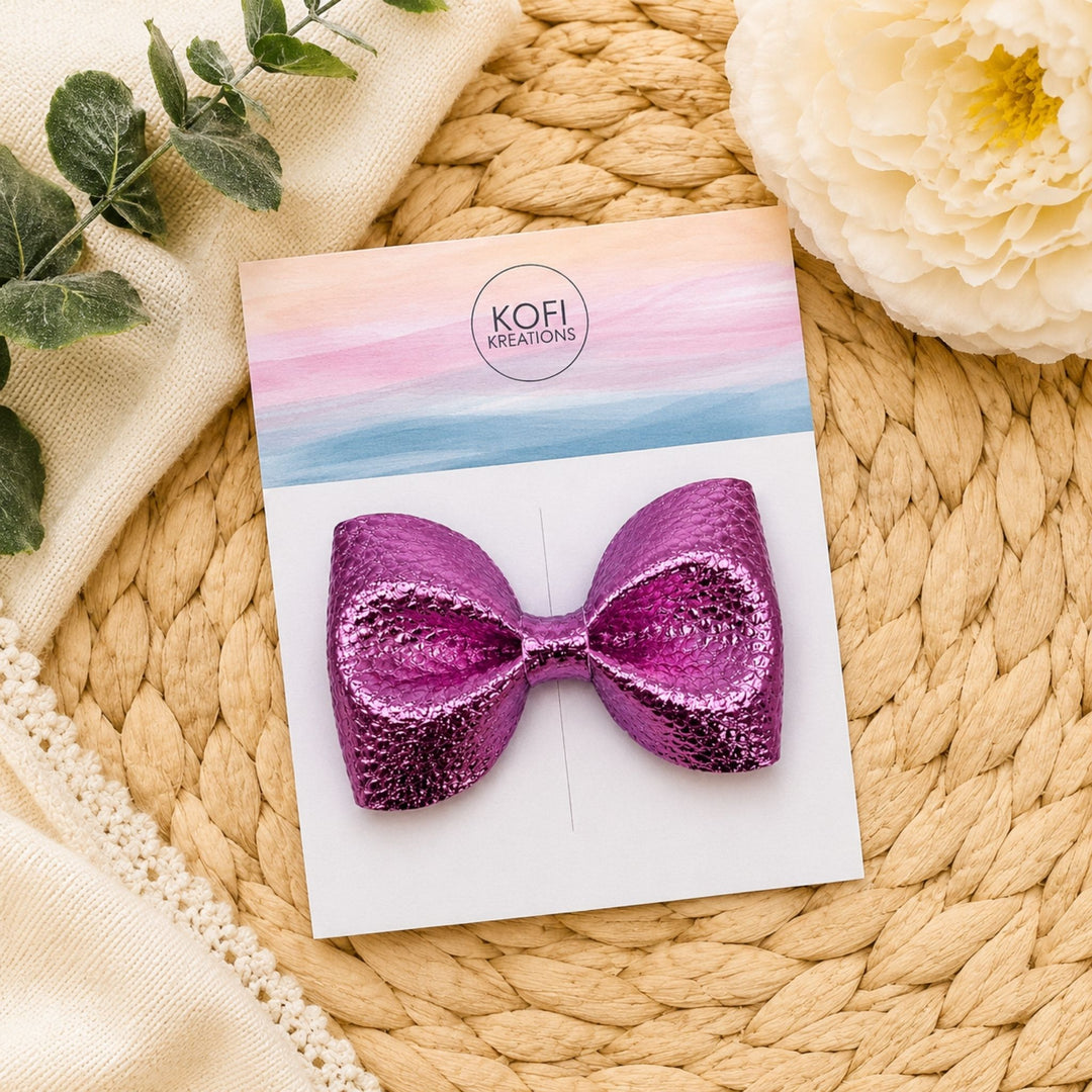 Pinch Royal Lavender | Faux Leather Hair Bow