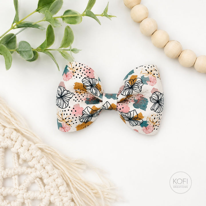 Pinch Summer Flowers | Faux Leather Hair Bow