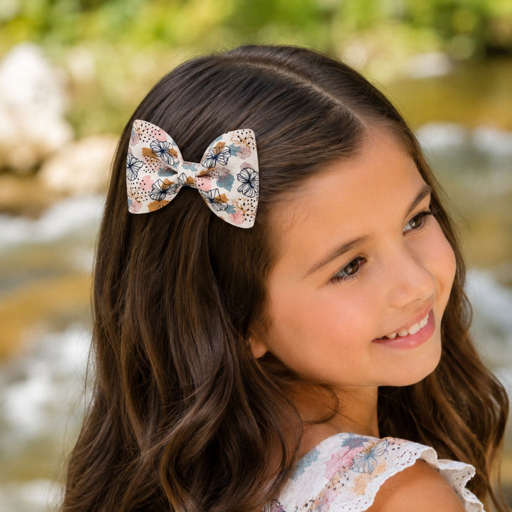 Pinch Summer Flowers | Faux Leather Hair Bow