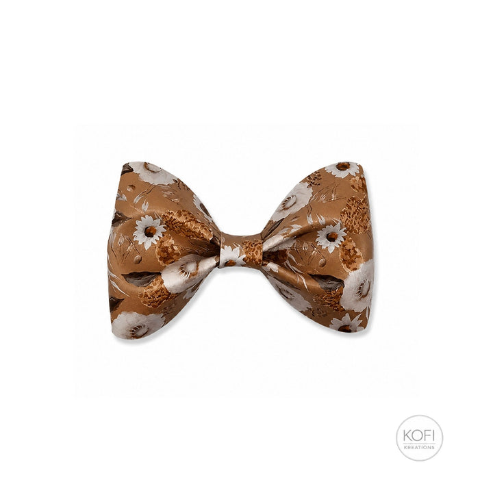 Pinch Caramel Flower | Faux Leather Hair Bow