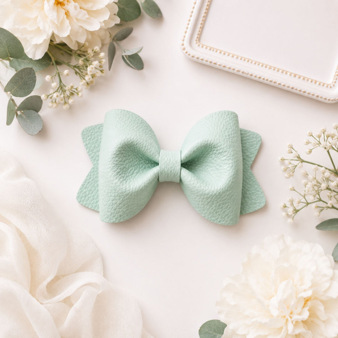 Pinch Mint | Faux Leather Hair Bow