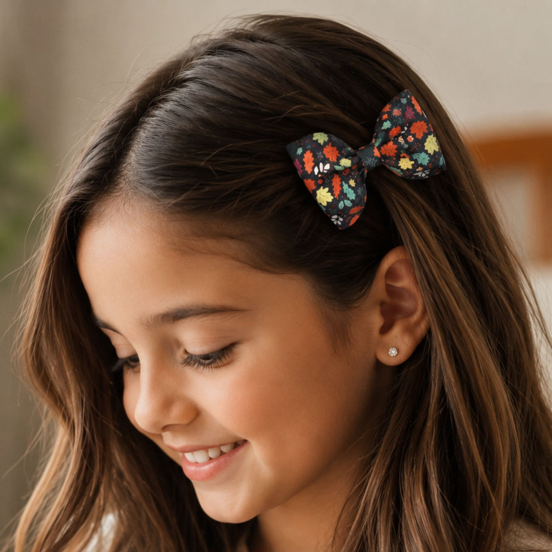 Pinch Green Leaf Flower | Faux Leather Hair Bow