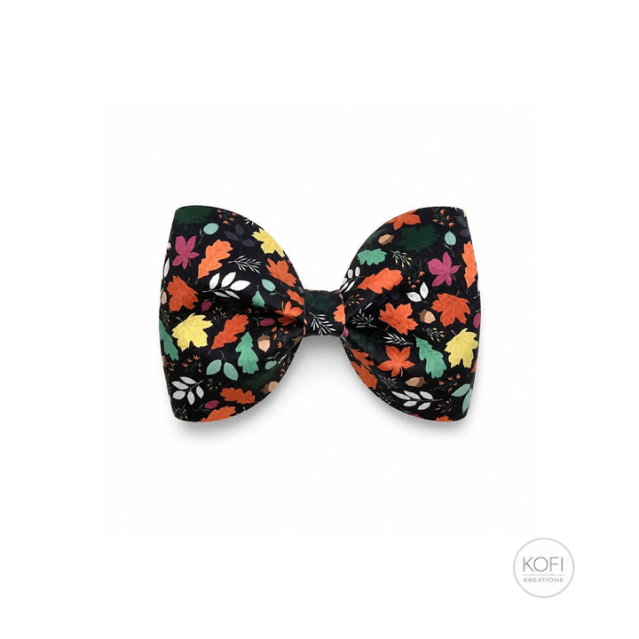 Pinch Green Leaf Flower | Faux Leather Hair Bow