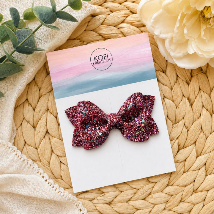Pinch Mulberry Sparkle | Glitter Hair Bow