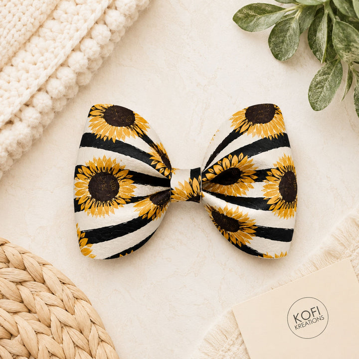 Pinch Sunflower | Faux Leather Hair Bow