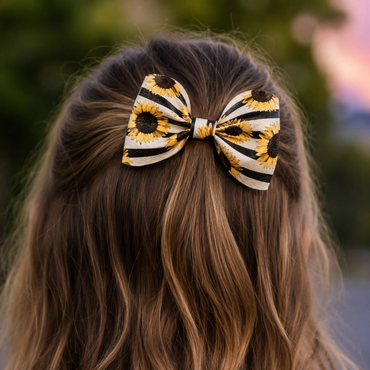 Pinch Sunflower | Faux Leather Hair Bow