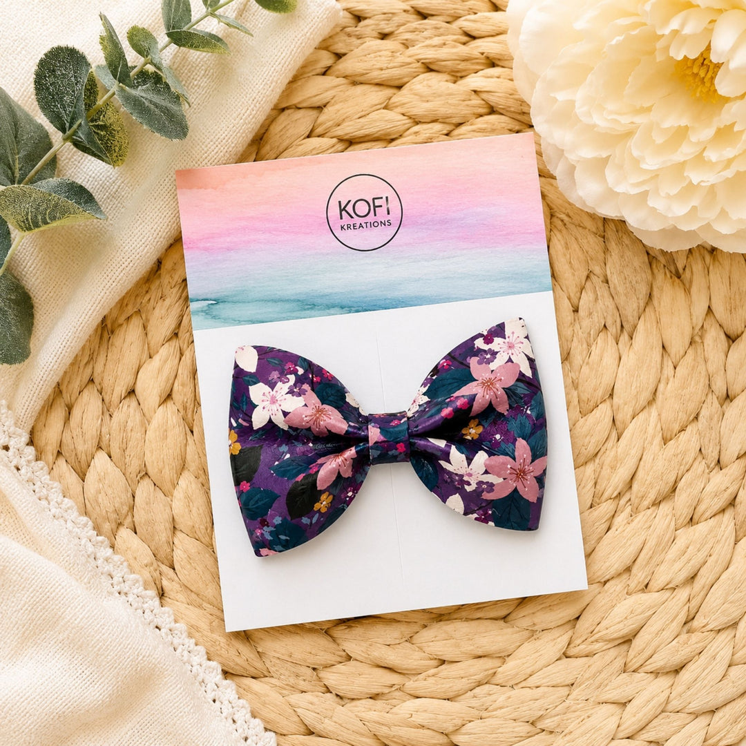 Pinch Violet Blossom | Faux Leather Hair Bow