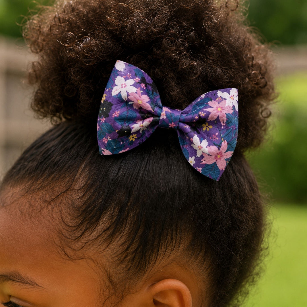 Pinch Violet Blossom | Faux Leather Hair Bow