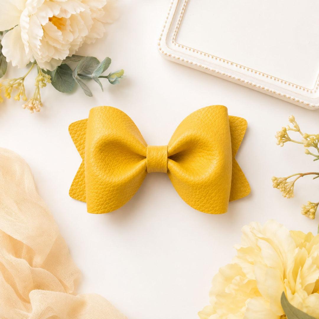 Pinch Yellow | Faux Leather Hair Bow