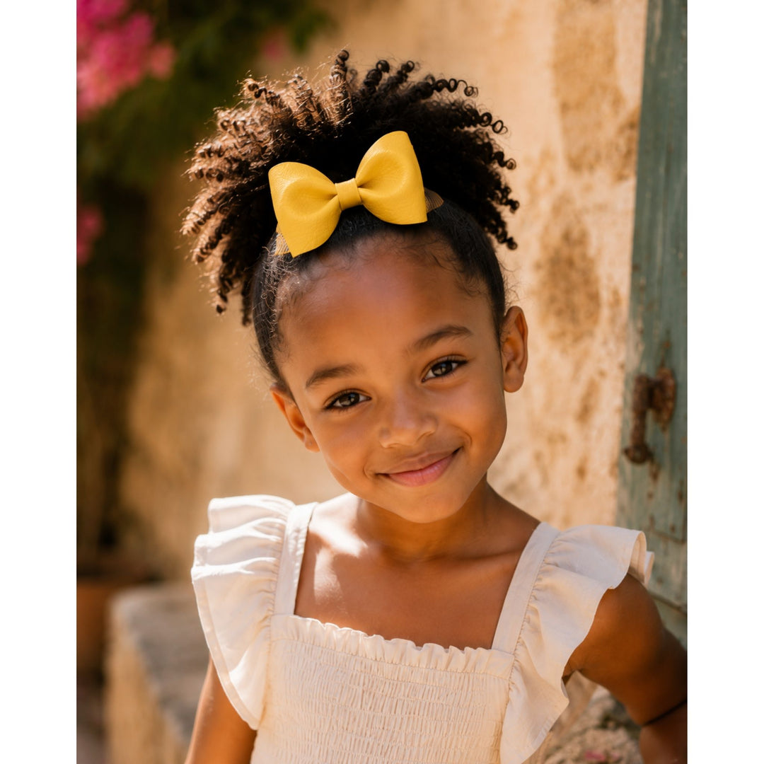 Pinch Yellow | Faux Leather Hair Bow