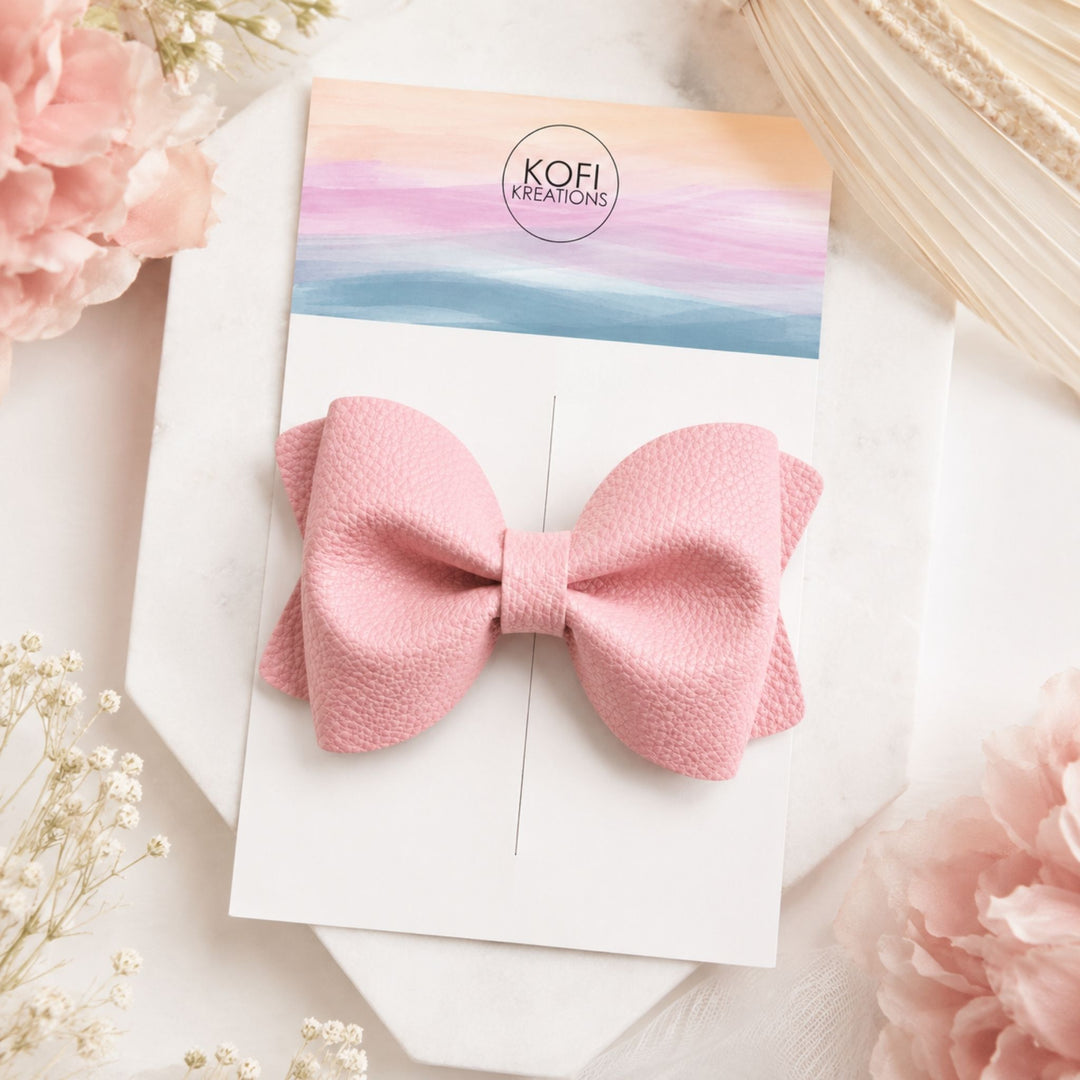 Pink Pinch | Faux Leather Hair Bow