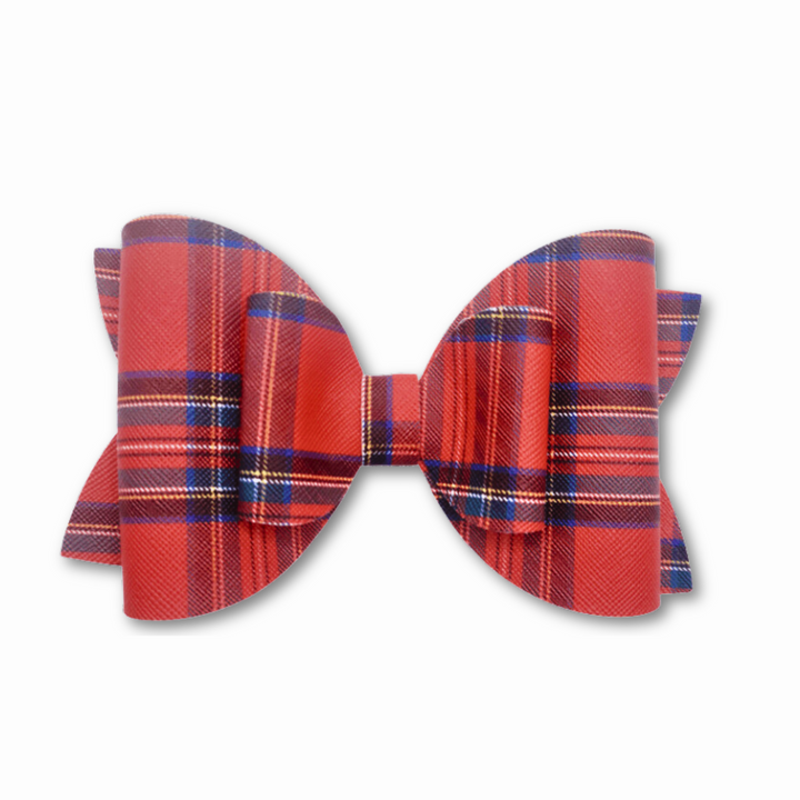 Plaid | Red Josie Faux Leather Hair Bow