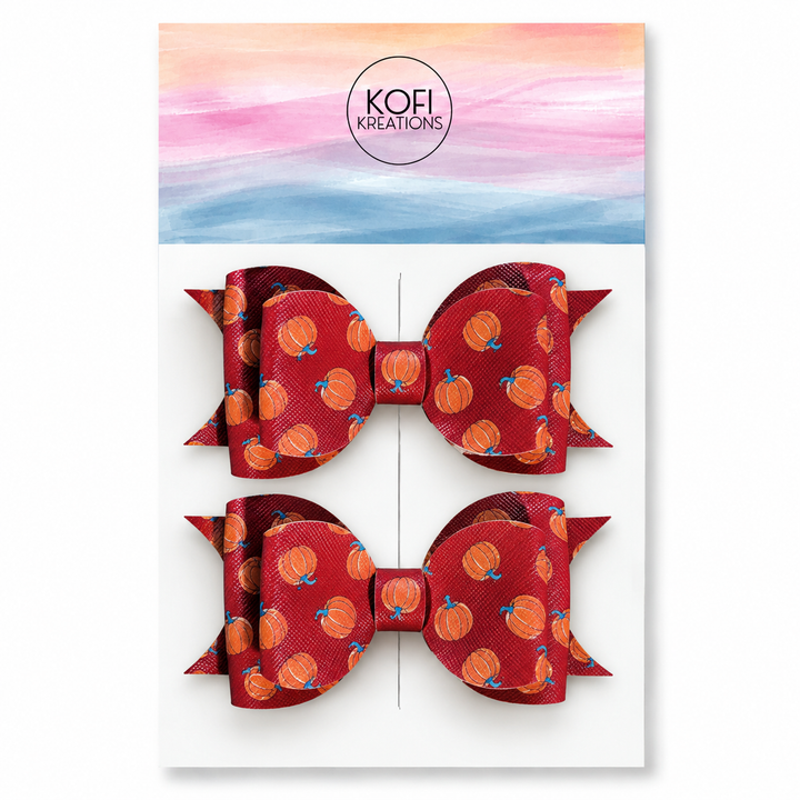 Ella Pumpkin Spice | Faux Leather Hair Bow